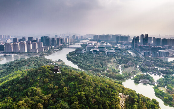 绍兴市镜湖新区航拍城市风光