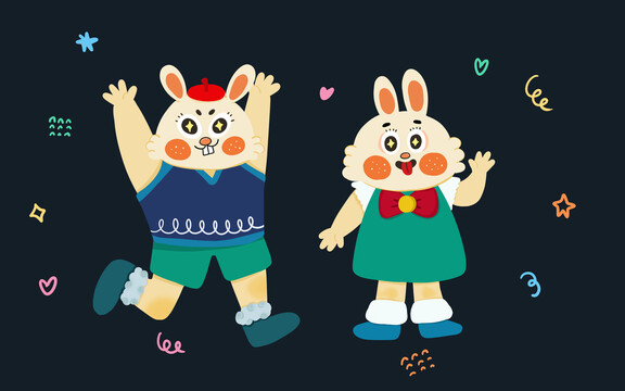 兔子先生兔子小姐插畫