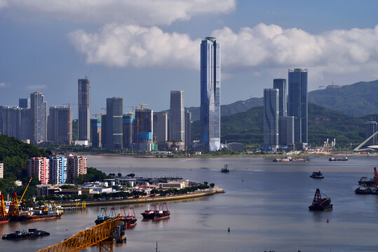 珠海横琴十字门城市建筑风光