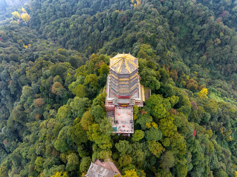 成都青城山老君古建筑秋色