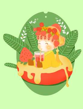 水果插画草莓