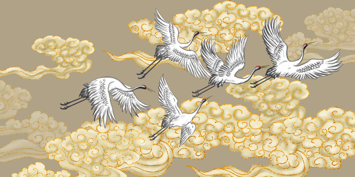 古風(fēng)祥云仙鶴
