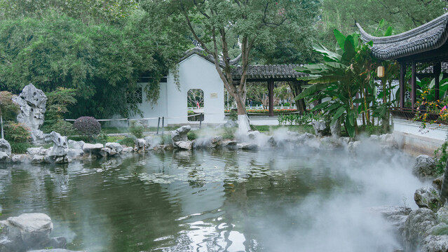 宁波天一阁月湖景区秋景