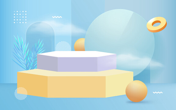 3D場景電商產(chǎn)品展臺(tái)簡約背景