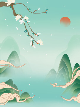 中國風(fēng)國潮山水二十四節(jié)氣背景