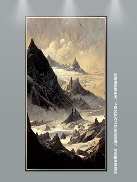 圣山雪山大山風景背靠大山掛畫