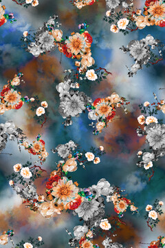云纹花卉数码印花