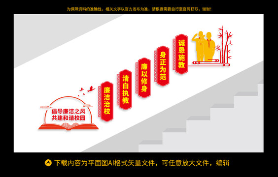 廉潔校園樓梯文化墻