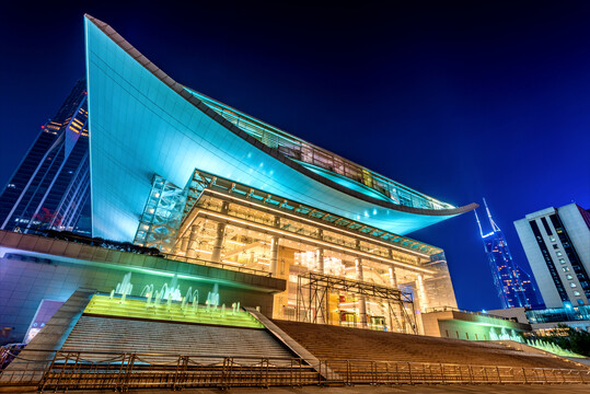 中国上海大剧院夜景风光