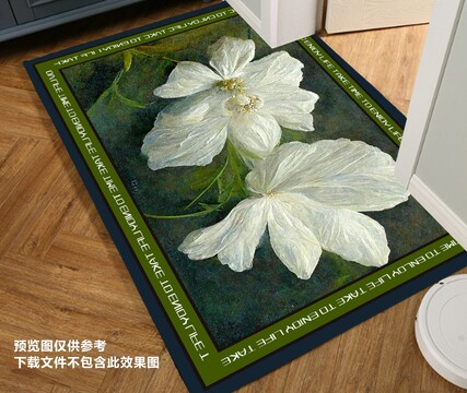 手繪風(fēng)肌理感花卉地墊浴室腳墊