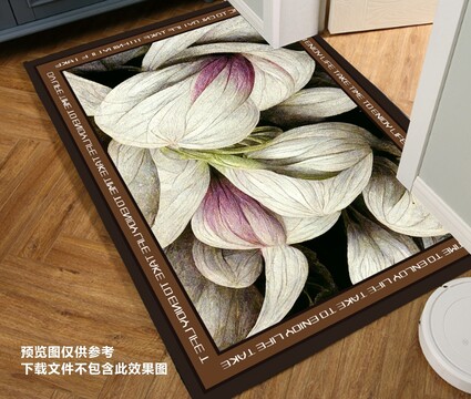 手繪風(fēng)肌理感花卉地墊浴室腳墊