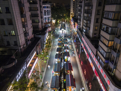 福建福州达明路美食街夜景