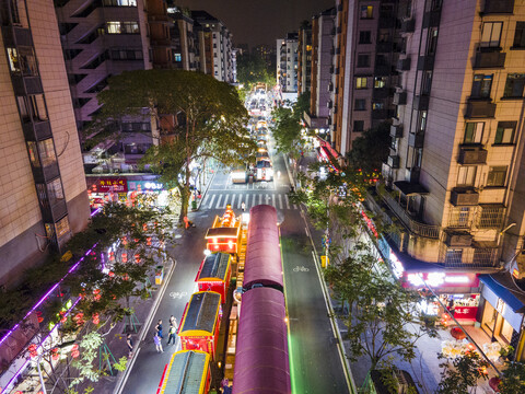 福建福州达明路美食街夜景