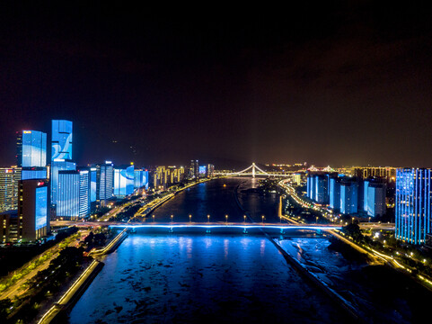 福建福州闽江夜景灯光