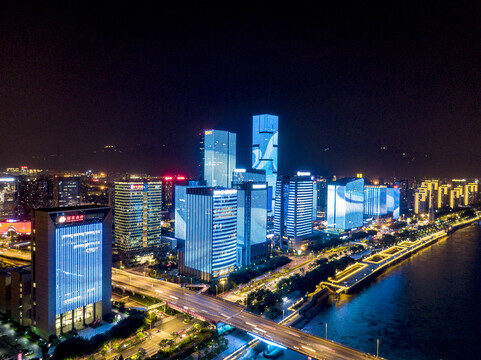 福建福州闽江夜景灯光