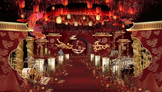 紅金色新中式婚禮