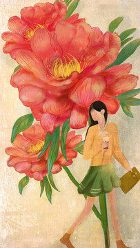 女孩與花