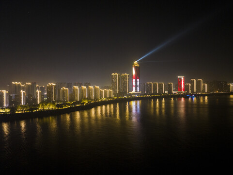 航拍安徽省芜湖市夜景