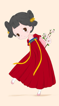 古风小女孩插画分层