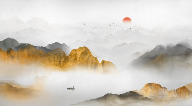 金色山水畫