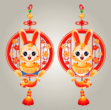 兔年窗貼