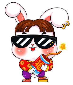 酷炫國潮小兔