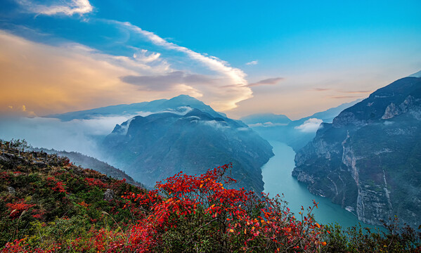 重庆巫山三峡红叶