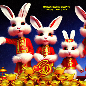 2023兔年大吉新年快樂元寶