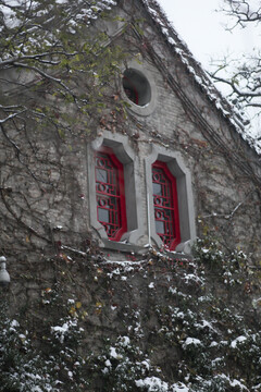 北京大学冬天雪景图