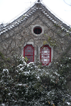 北京大学冬天雪景图