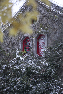 北京大学冬天雪景图