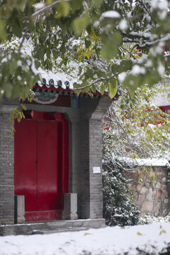 北京大学冬天雪景图