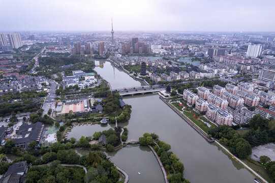 航拍泰州城市景观