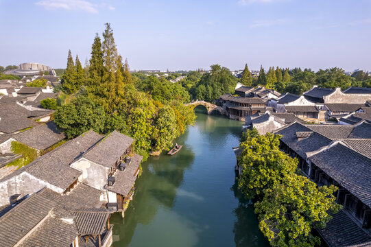 航拍乌镇特写