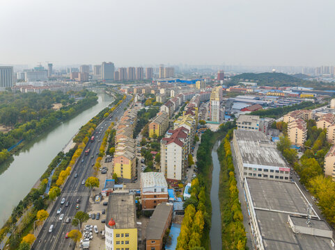 航拍济南小清河