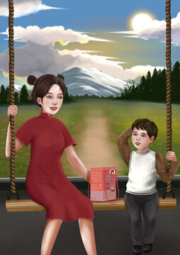 母子插畫(huà)