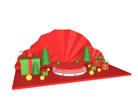 C4D圣誕節(jié)圣誕樹(shù)禮物盒3d