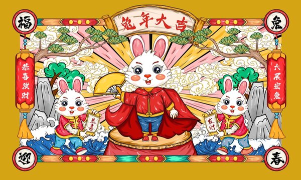 國(guó)潮兔年插畫
