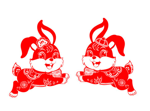 兔年窗花剪紙