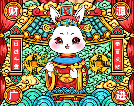 國潮兔年鼠標(biāo)墊