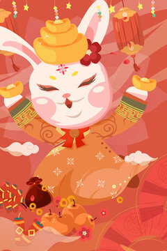 新年兔子生肖插畫