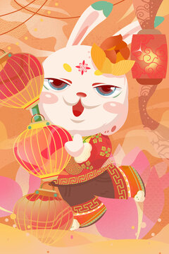春節(jié)兔子生肖插畫