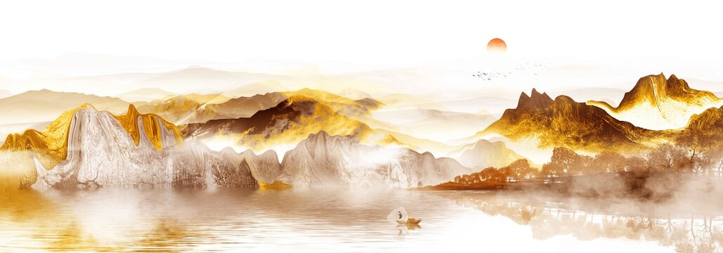 金色山水畫