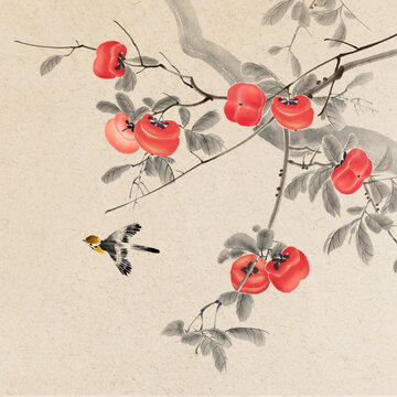 柿柿如意花鳥小品