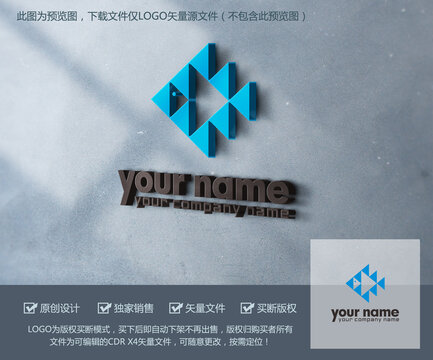 三角形抽象魚形LOGO
