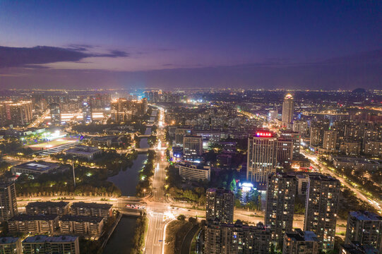 上虞航拍城市夜景