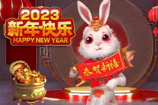 兔年吉祥物新年快乐