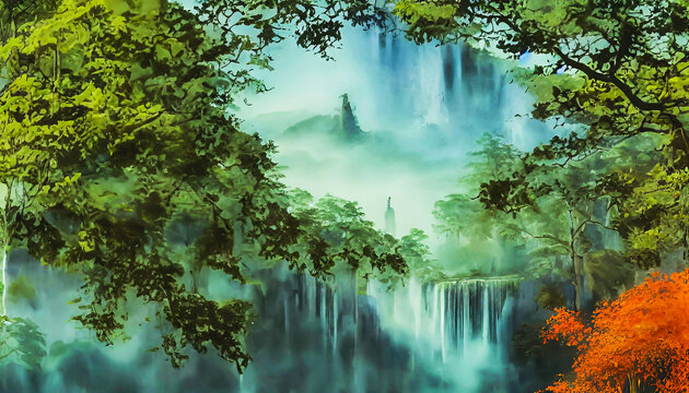 山水風光裝飾畫無框畫