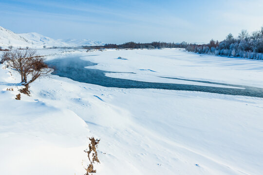 冬季冰雪河流根河