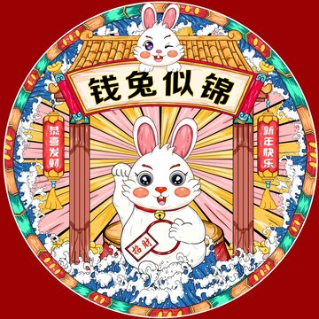 2023國潮兔年插畫